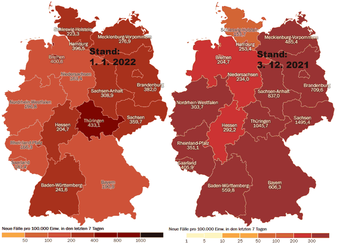 Inzidenz 1. Januar 2022